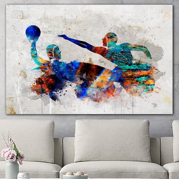 Wasserball Wandkunst Sport Print auf Leinwand Sport Motivation Poster Wassersport Druck Wandbehang Dekor Multi Panel Wandkunst für Zuhause Dekor