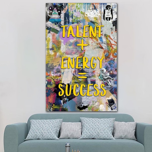 Inspiration Spruch Druck auf Leinwand Talent und Energie Zeichen Wand Kunst Motivation Poster Wandbehang Dekor Affirmation Kunst für Kaffee Bar