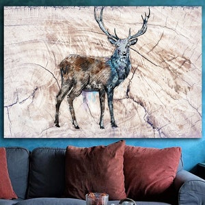 Deer Wall art Deer Canvas Print Stag Print Silhouette Deer Poster Animal Office Decor Stag Poster Wall Decor Deer Art Print Gift For Men