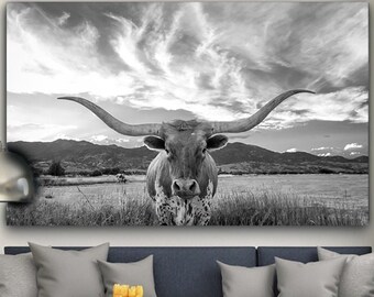 Longhorn Canvas Etsy
