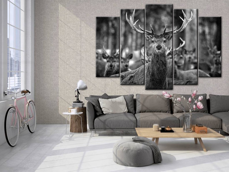 Deer Print Deer Canvas Print Nature Print Deer Canvas Print Nature Print Animal Canvas Wall Art Black and White Print Poster And Print