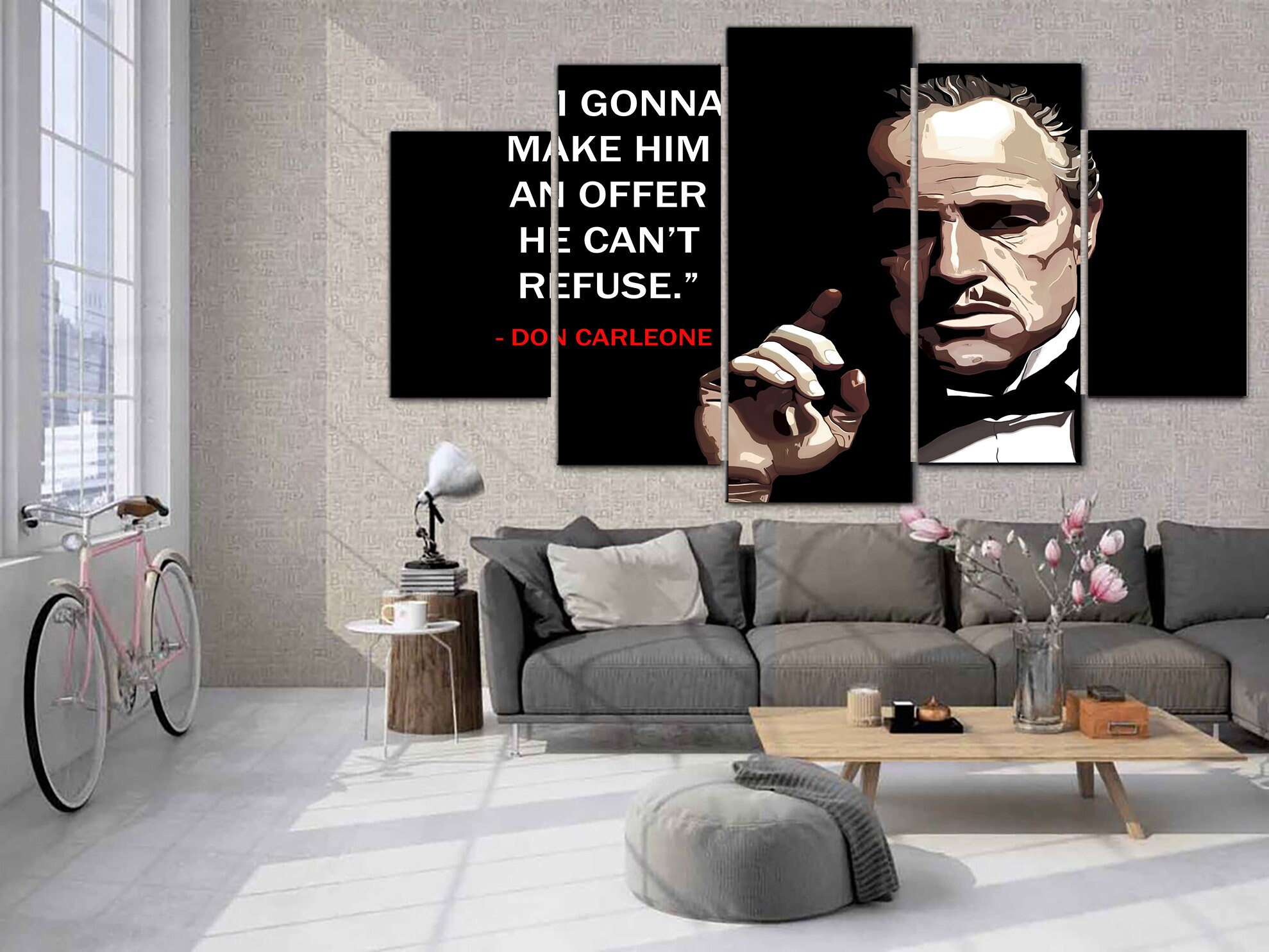 The Godfather Canvas Wall Art Don Vito Corleone Print Etsy