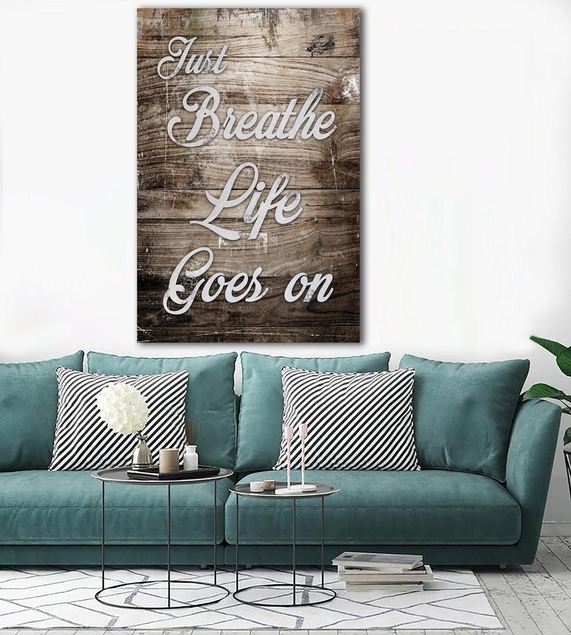 Just Breathe Canvas Wall Art Inspirational Sign Print Etsy