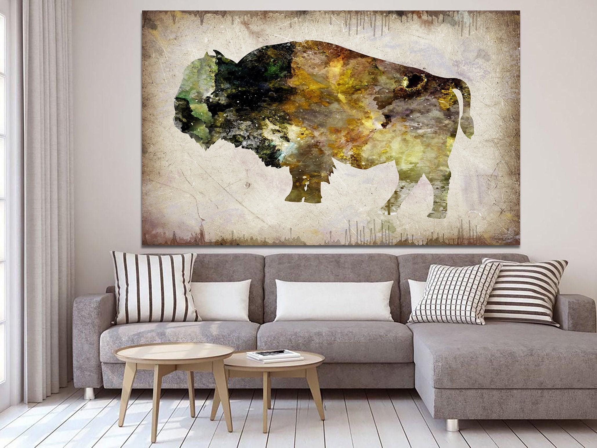 Bison Canvas Print Buffalo Print Bison Wall Art Nursery Decor | Etsy