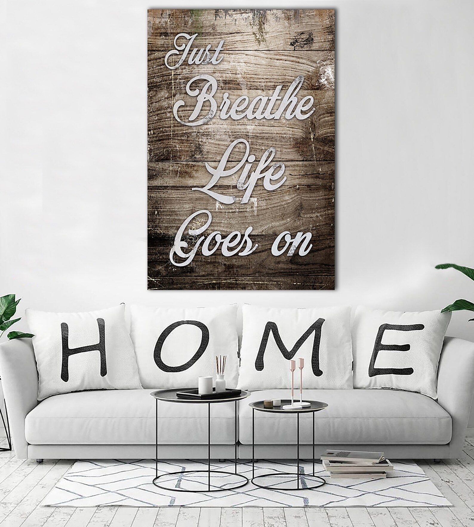 Just Breathe Canvas Wall Art Inspirational Sign Print Etsy