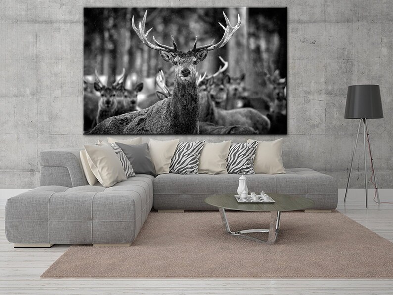 Deer Print Deer Canvas Print Nature Print Deer Canvas Print Nature Print Animal Canvas Wall Art Black and White Print Poster And Print