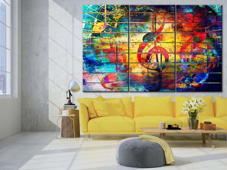 Large Wall Decor Multicolor Treble Clef Multicolor Canvas Wall Print Treble Clef Modern Wall Art Rainbow Treble Clef Unique Office Decor