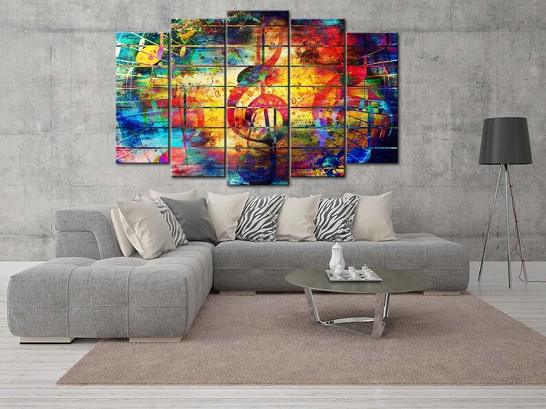 Large Wall Decor Multicolor Treble Clef Multicolor Canvas Wall Print Treble Clef Modern Wall Art Rainbow Treble Clef Unique Office Decor
