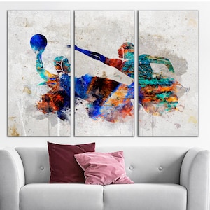 Wasserball Wandkunst Sport Print auf Leinwand Sport Motivation Poster Wassersport Druck Wandbehang Dekor Multi Panel Wandkunst für Zuhause Dekor Bild 2