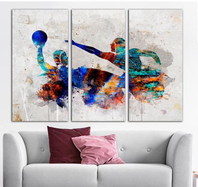 Water Polo Wall Art Sport Print on Canvas Sport Motivation Poster Water Sport Print Wall Hanging Decor Multi Panel Wall Art for Home Decor image 2