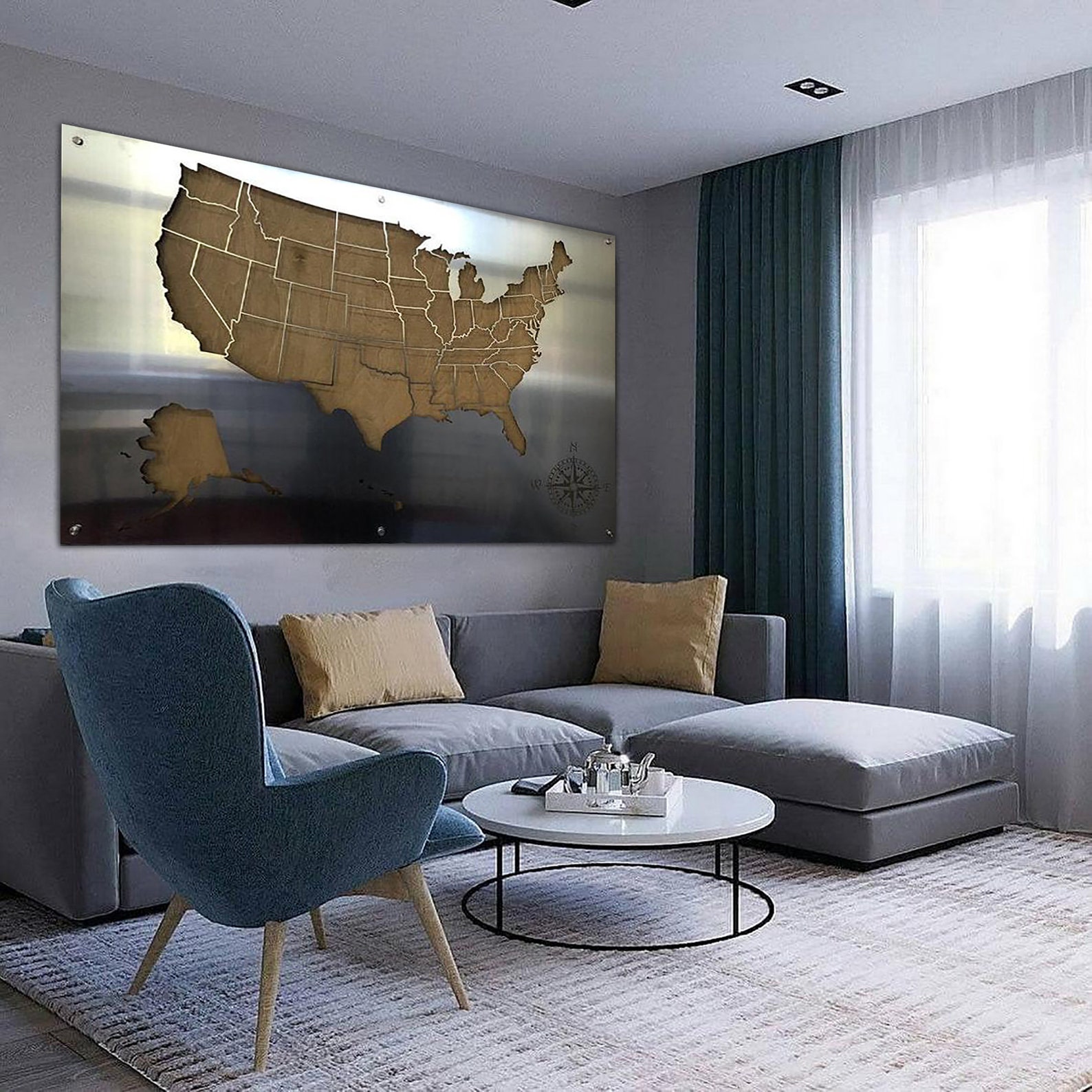 METAL USA Map Wall Art Metal American Map Metal Art Map of Etsy