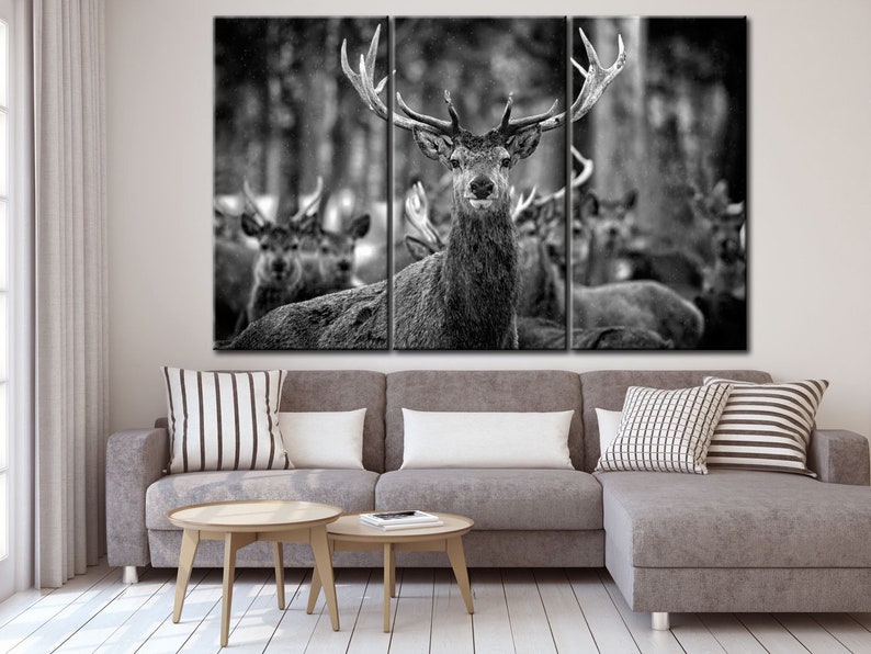 Deer Print Deer Canvas Print Nature Print Deer Canvas Print Nature Print Animal Canvas Wall Art Black and White Print Poster And Print