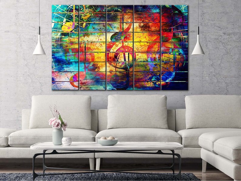 Large Wall Decor Multicolor Treble Clef Multicolor Canvas Wall Print Treble Clef Modern Wall Art Rainbow Treble Clef Unique Office Decor