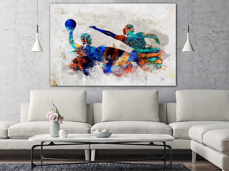 Wasserball Wandkunst Sport Print auf Leinwand Sport Motivation Poster Wassersport Druck Wandbehang Dekor Multi Panel Wandkunst für Zuhause Dekor Bild 1