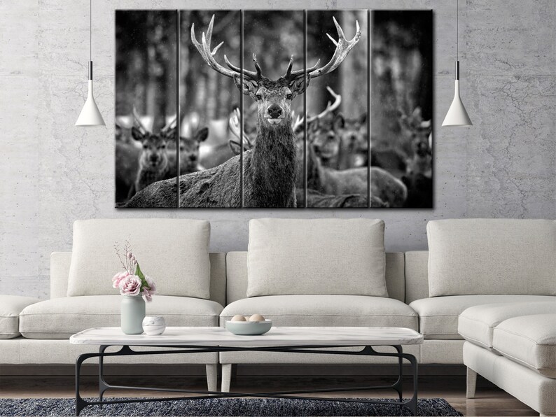 Deer Print Deer Canvas Print Nature Print Deer Canvas Print Nature Print Animal Canvas Wall Art Black and White Print Poster And Print