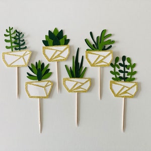 Succulent Cupcake Toppers, Greenery Party, Succulent Birthday, Succulent Baby Shower, Succulent Bridal Shower, Garden Party image 2