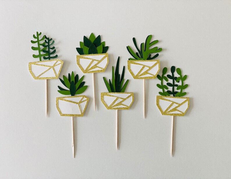 Succulent Cupcake Toppers, Greenery Party, Succulent Birthday, Succulent Baby Shower, Succulent Bridal Shower, Garden Party image 2