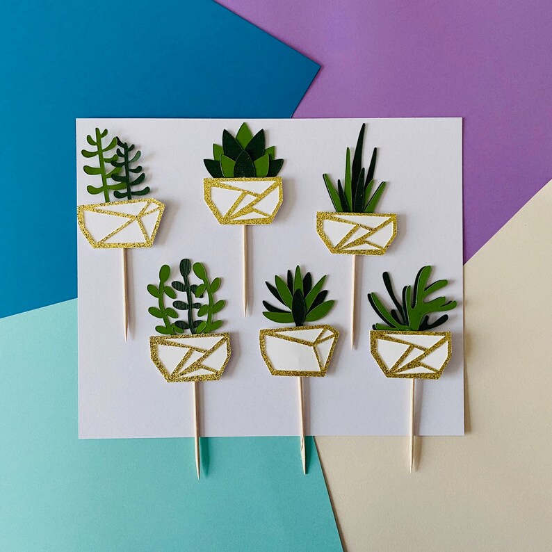 Succulent Cupcake Toppers, Greenery Party, Succulent Birthday, Succulent Baby Shower, Succulent Bridal Shower, Garden Party image 5