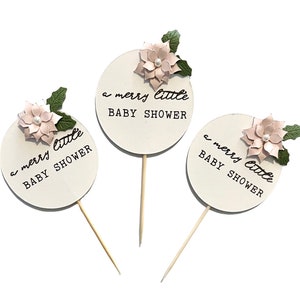 Merry Little Baby Shower Cupcake Toppers, Christmas Baby Shower, Holiday Baby Shower