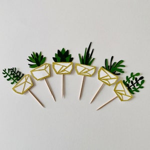 Succulent Cupcake Toppers, Greenery Party, Succulent Birthday, Succulent Baby Shower, Succulent Bridal Shower, Garden Party image 1