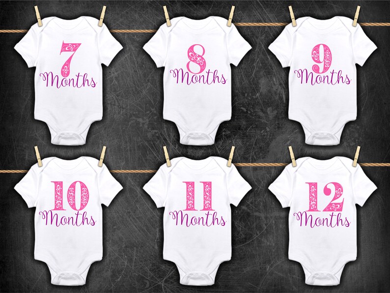 Download Baby Girl Monthly Milestones SVG Cut File Bundle 0062 | Etsy