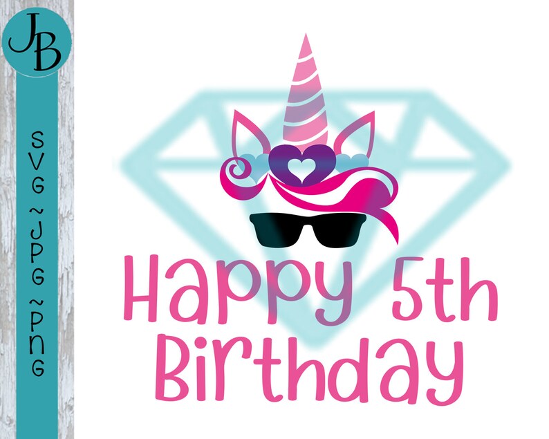 Download Unicorn Happy 5th Birthday SVG Cut File 0389 | Etsy