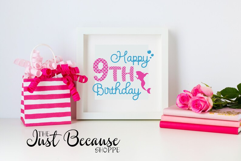 Download Happy 9th Birthday Mermaid SVG Cut File 0446 | Etsy