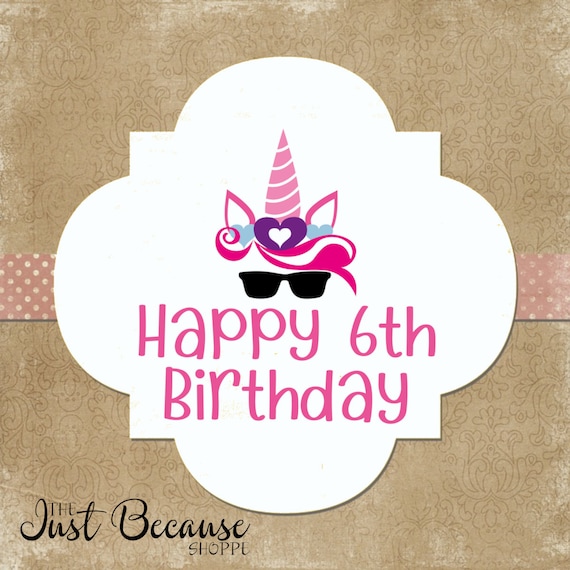 Unicorn Happy 6th Birthday Svg Cut File 0390 Etsy