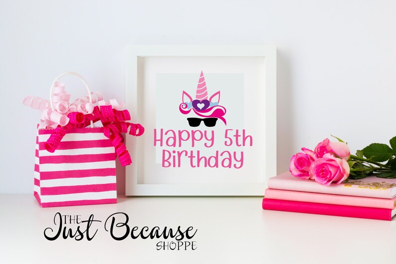 Download Unicorn Happy 5th Birthday SVG Cut File 0389 | Etsy