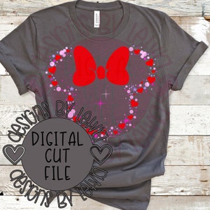 Minnie Head Hearts St Valentines Layered SVG Digital Cut File