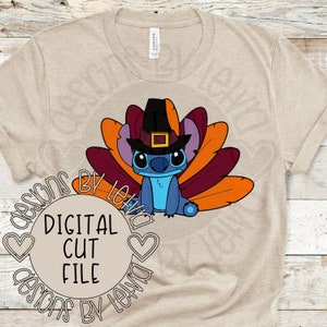 Thanksgiving Turkey Stitch SVG, Lilo and Stitch, Stitch PNG, Stitch Dtf, Sublimation Png, Layered SVG Digital Cut File