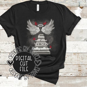 Nunca camines solo Mi hijo camina conmigo PNG, Son Memorial PNG, Alas de ángel. Archivo DTF, dibujado a mano, archivo de descarga digital de impresión de pantalla
