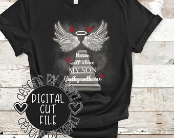 Never Walk Alone My Son Walks With Me PNG, Son Memorial PNG, Angel Wings. DTF File, Hand-Drawn, Screen Print Digital Download File