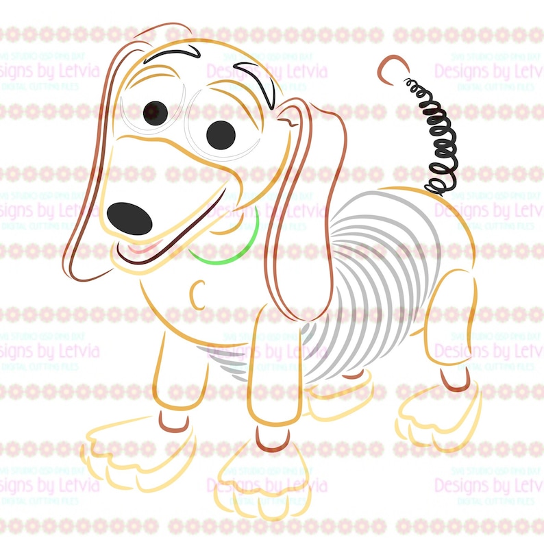 Download Toy Story Slinky Dog Outline Disney SVG Digital Cut File ...