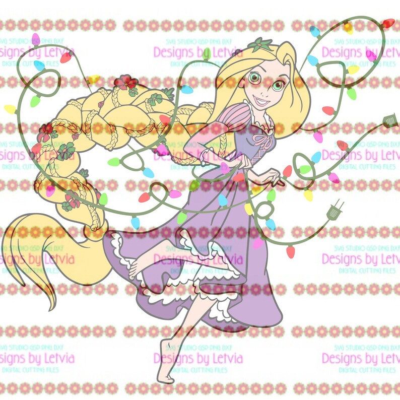 Download Rapunzel Christmas Lights Disney Tangled SVG Digital Cut ...