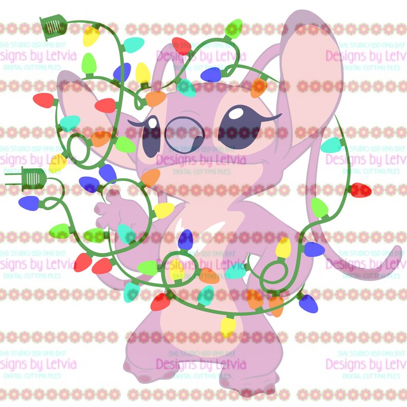 Download Lilo and Stitch Angel Christmas Lights Disney Layered SVG ...