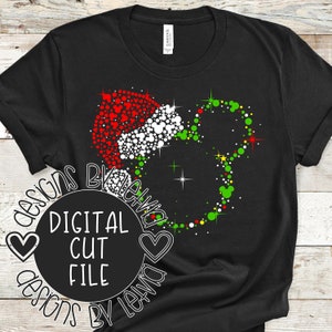 DIE ORIGINAL Weihnachten Mickey Santa Hut Punkte, geschichtet SVG Digital Cut Datei