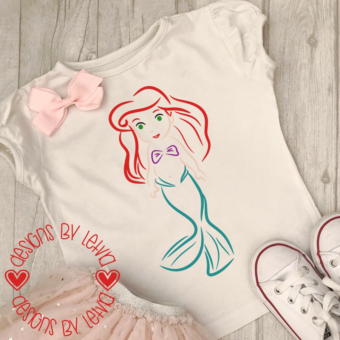 Download The Little Mermaid Ariel Outline Layered SVG Digital Cut ...