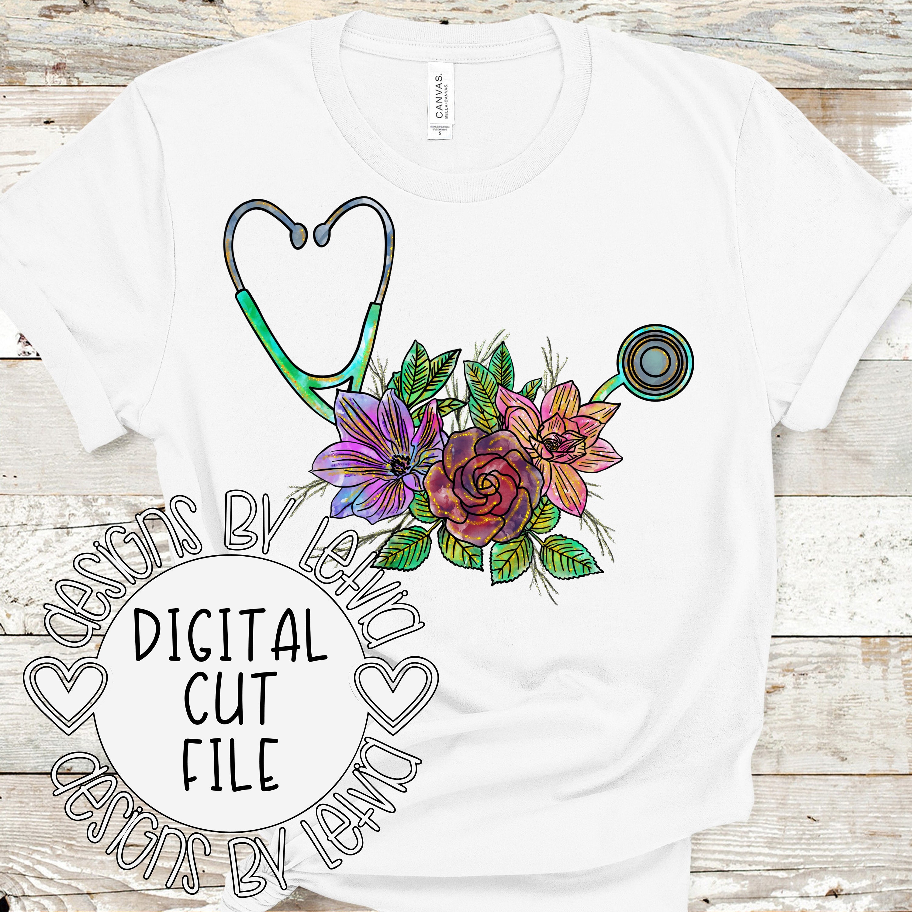 Stethoscope With Flowers PNG, Stethoscope Sublimation Png, Nurse Sublimation, Stethoscope DTG, Stethoscope DTF, Screen Print, Digital File