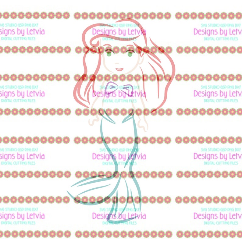 Download The Little Mermaid Ariel Outline Layered SVG Digital Cut ...