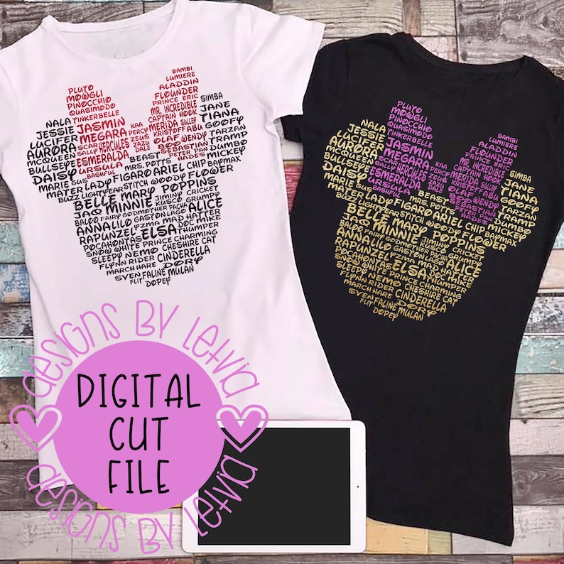 Download Minnie Head Characters Names Layered SVG Digital Cut File ...