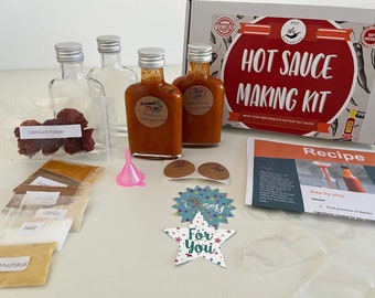 Kit de fabrication de sauce piquante - Ensemble de bricolage avec Carolina Reaper, cadeau de Noël parfait papa, cadeau d’anniversaire papa, cadeau petit ami, cadeau de cuisine avec piment