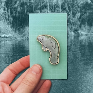 Manatee Wooden Pin / Animal Pin