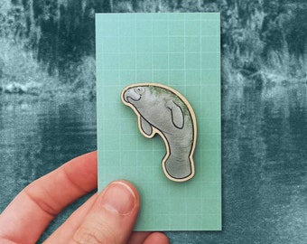 Manatee Wooden Pin / Animal Pin