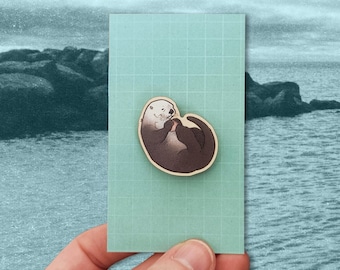 Sea Otter Wooden Pin / Animal Pin