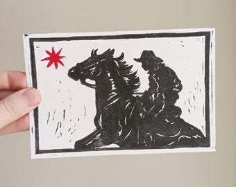 Cowboy - Linocut Block Printing