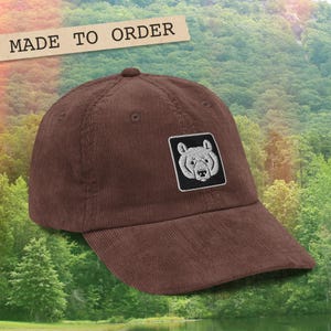 Bear Icon Hat - Vintage Style Corduroy Cap
