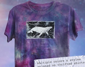 Camisetas recicladas con estampado de bloques SPACE WHALE