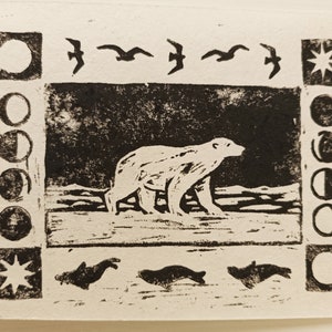 Polar Bear Lino Discount Test Prints Lino Printing image 4