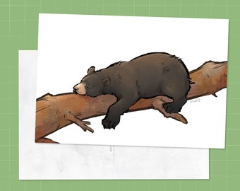 Sleeping Black Bear Postcard - Mini Art Print